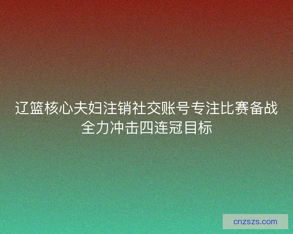 辽篮核心夫妇注销社交账号专注比赛备战全力冲击四连冠目标