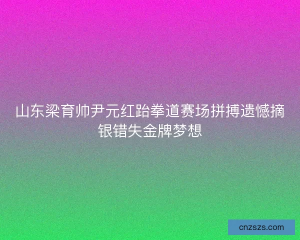 山东梁育帅尹元红跆拳道赛场拼搏遗憾摘银错失金牌梦想