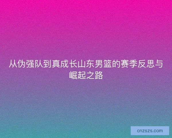 从伪强队到真成长山东男篮的赛季反思与崛起之路